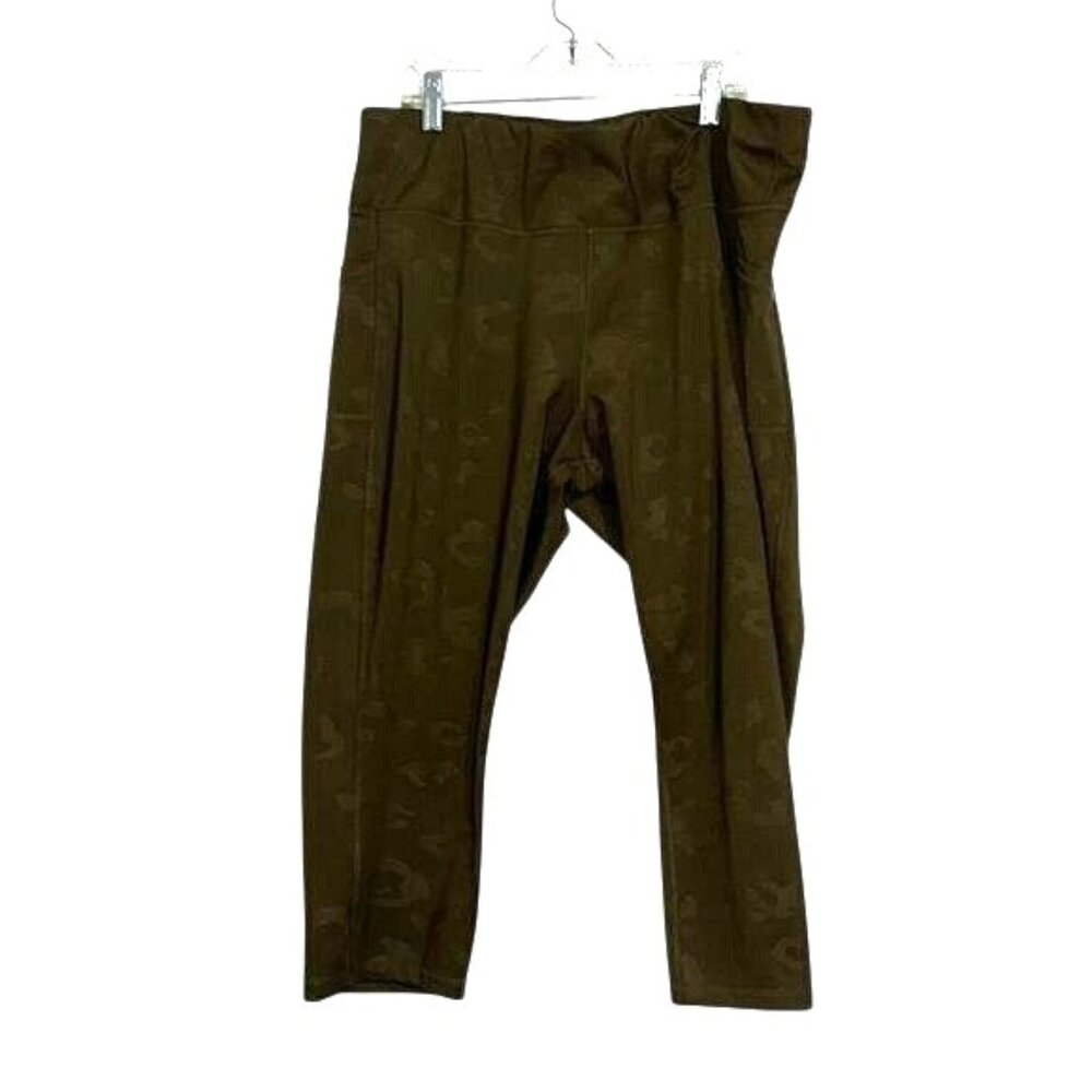 LegEnd Olive Green Camo Print Leggings 3X High-Waist Polyester/Spandex Stretch F